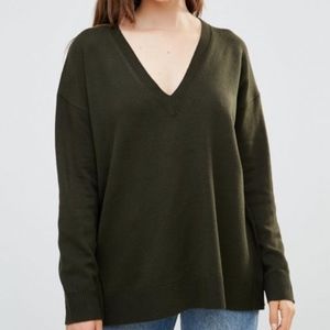 Tahari Olive Green Soft Fuzzy Sweater